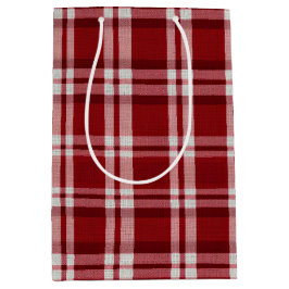 Sacola Para Presentes Média Xadrez branca vermelha