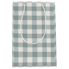 Sacola Para Presentes Média Xadrez de Buffalo - Campo Farmhouse Green White