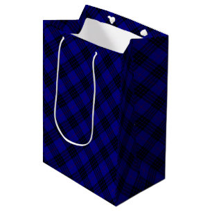 Sacola Para Presentes Média Xadrez preto azul tartan MacKay