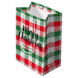 Sacola Para Presentes Média Xadrez Verde Branco de Natal da Família e  Vermelh