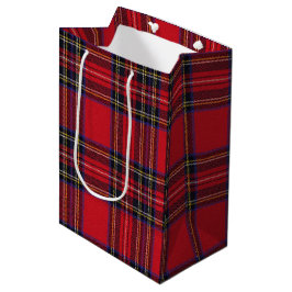 Sacola Para Presentes Média Xadrez Vermelha Real Stewart Tartan