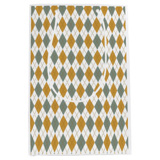 Sacola Para Presentes Média Xanadu e Dourado Winter Argyle