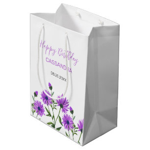 Sacola Para Presentes Média Xeranthemum Floral Birthday