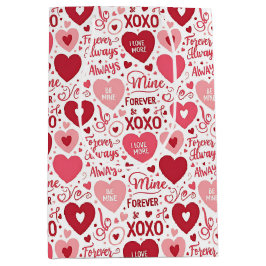 Sacola Para Presentes Média XOXO & Always Be Mine Valentine Wrapping Paper