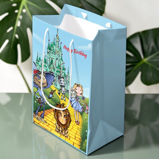 Sacola Para Presentes Média Yellow Brick Road Birthday Adventure (Criador carregado)