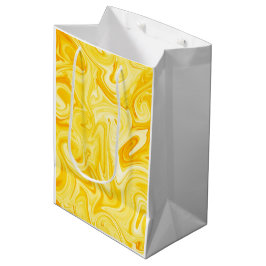 Sacola Para Presentes Média Yellow Marbelized Paint Art Modern Hanukkah