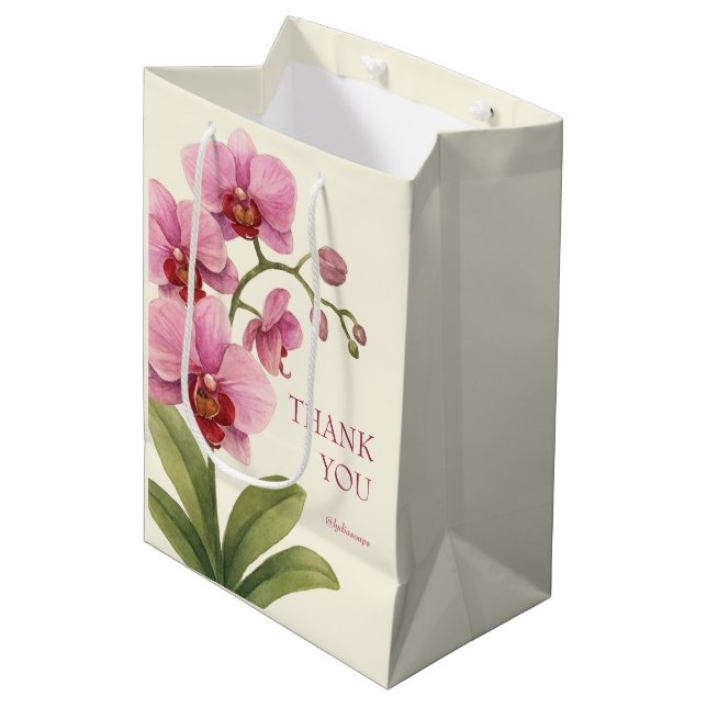 Sacola Para Presentes Média Yellow Orchid Business Thank You Gift Bag (Frente inclinada)