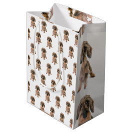 Sacola Para Presentes Média Yorkshire Terrier Dog Brown Pet Modern Animal Cute