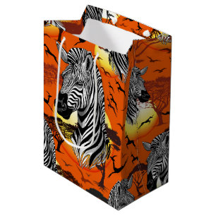 Sacola Para Presentes Média Zebra African Savanna Wild Animal