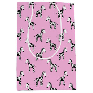 Sacola Para Presentes Média zebra branca rosa