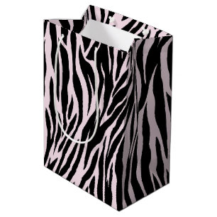 Sacola Para Presentes Média Zebra Strips No Pink Do Pastel