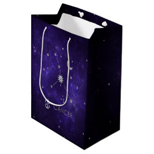 Sacola Para Presentes Média Zodiac Cancer Roxo Astrologia Cósmica Horoscópio