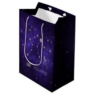 Sacola Para Presentes Média Zodiac Purple Aquarius Astrologia Horóscopo