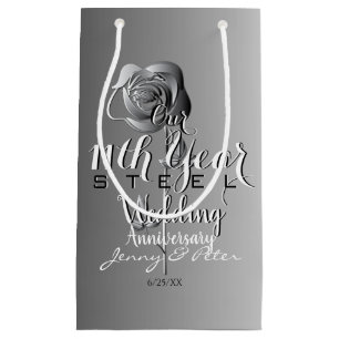 Sacola Para Presentes Pequena 11 Casamento Aniversário com Rosa de Aço