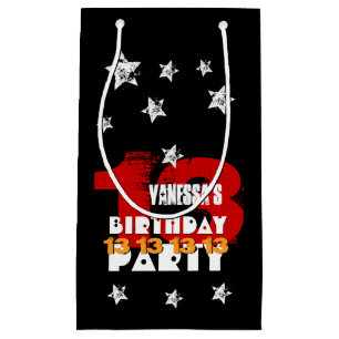 Sacola Para Presentes Pequena 13 - Aniversário - Estrelas brancas pretas K02Z