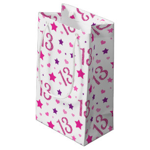 Sacola Para Presentes Pequena 13o Brilho roxo do rosa do saco do presente de
