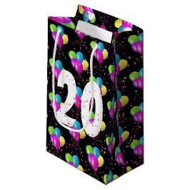 Sacola Para Presentes Pequena 20 Birthday Balloons e Confetti Small Gift Bag