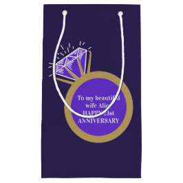 Sacola Para Presentes Pequena 21 Anniversário de casamento Iolite rupla anel de 