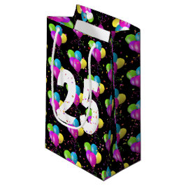Sacola Para Presentes Pequena 25 Birthday Balloons e Confetti Small Gift Bag