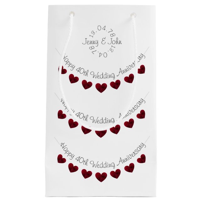 Sacola Para Presentes Pequena 40ª bolsa de presente de rubi do aniversário de ca (Frente)