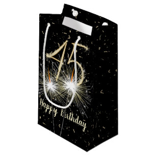 Sacola Para Presentes Pequena 45.º Aniversário em Preto