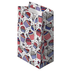 Sacola Para Presentes Pequena 4 de julho, Red White e Blue Patriotic Cupcakes