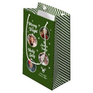 Sacola Para Presentes Pequena 4 Enfeites de natal brancos verdes