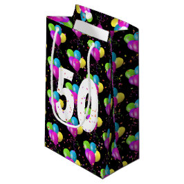 Sacola Para Presentes Pequena 50º Balões de Aniversário e Confetti