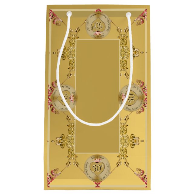 Sacola Para Presentes Pequena 50º ou 1rua Aniversário do Presente (Frente)