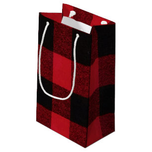 Sacola Para Presentes Pequena 5lx3wx8.5h Pequeno Gift Bag Red Buffalo Xadrez Beb