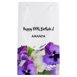 Sacola Para Presentes Pequena 60th Birthday purple florals monogram