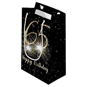 Sacola Para Presentes Pequena 65.º Aniversário em Preto