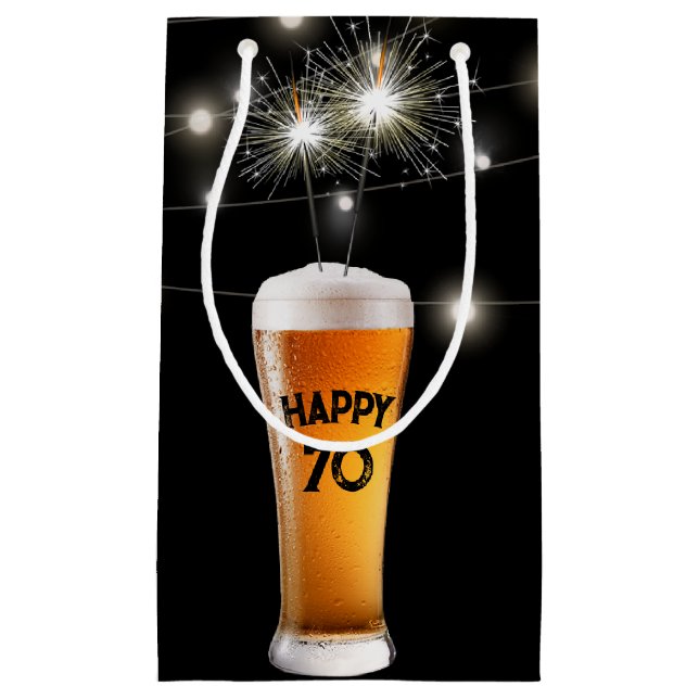 Sacola Para Presentes Pequena 70 Birthday Sparkler In Beer (Frente)
