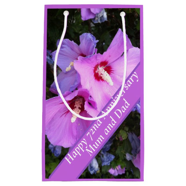 Sacola Para Presentes Pequena 72º aniversário Editável (Frente)