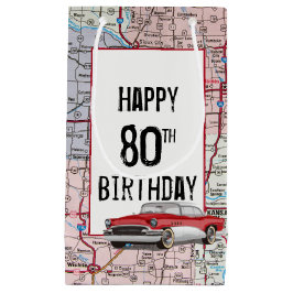 Sacola Para Presentes Pequena 80 Birthday Old Buick No Mapa