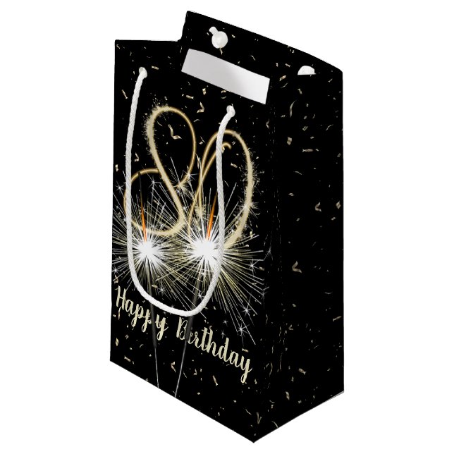 Sacola Para Presentes Pequena 80 Birthday Sparkler A Preto (Frente inclinada)
