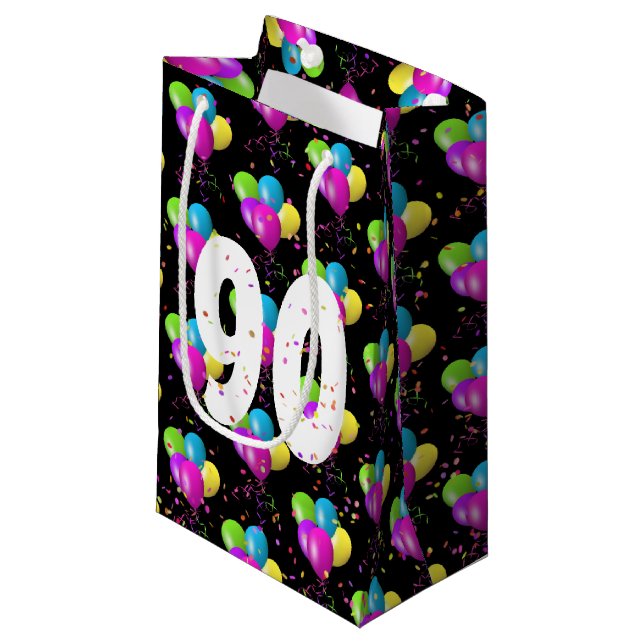 Sacola Para Presentes Pequena 90 Birthday Balloons e Confetti Small Gift Bag (Frente inclinada)