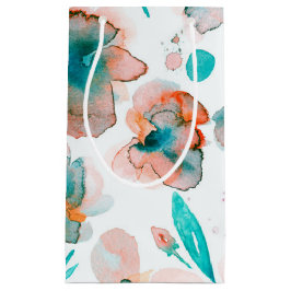 Sacola Para Presentes Pequena A aguarela floresce a cerceta floral