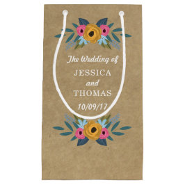 Sacola Para Presentes Pequena A Coleção de Casamentos Florais do Kraft Rustic Kr