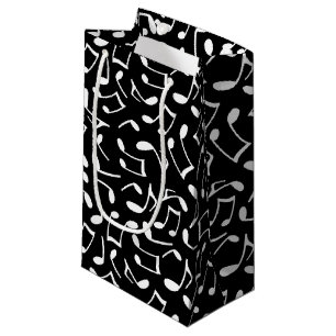 Sacola Para Presentes Pequena A música nota o teste padrão preto e branco