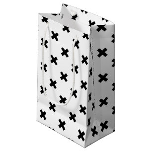 Sacola Para Presentes Pequena A polca preta cruza a branco