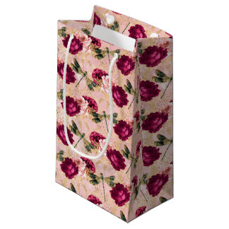 Sacola Para Presentes Pequena A Série Rosa e Libélula (Design 4)
