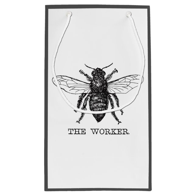 Sacola Para Presentes Pequena Abeja Trabalhadora Mel Abelha Preta (Verso)