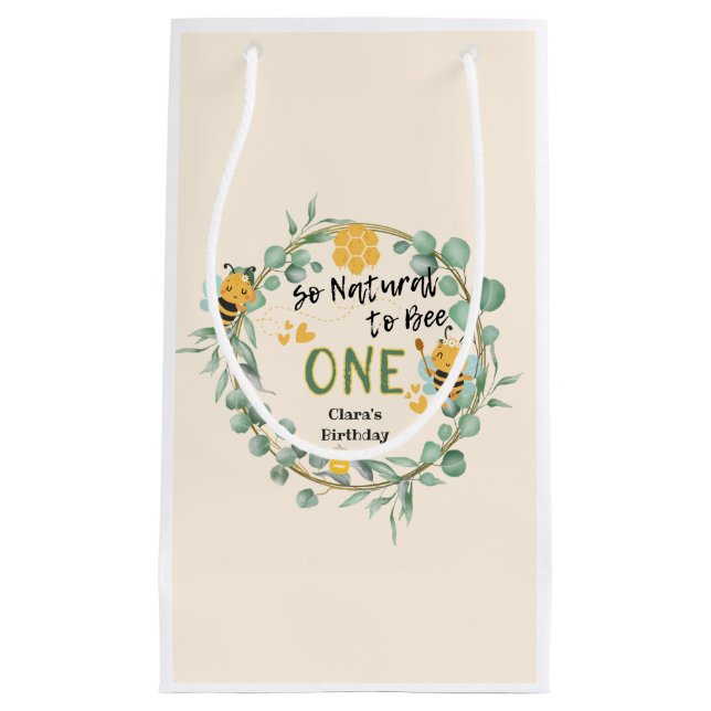 Sacola Para Presentes Pequena Abelhas-Cute 1rua Presente na Primeira Festa de an (Frente)