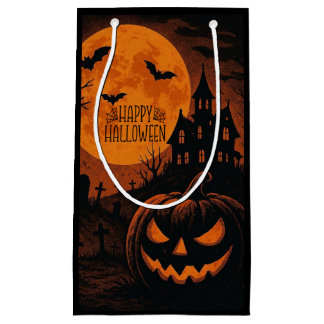 Sacola Para Presentes Pequena Abóbora vintage clássica Feliz Halloween