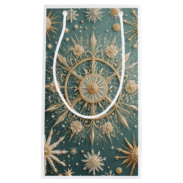 Sacola Para Presentes Pequena Abraço do Ouro de inverno: Serenata com floco de n (Frente)