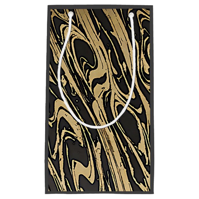 Sacola Para Presentes Pequena Abstract Fluid Art - Black Marble Effect (Frente)
