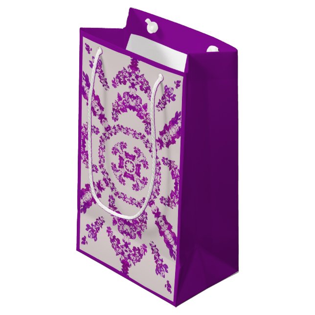 Sacola Para Presentes Pequena Abstract Purple Orchid Flower Design Pattern Art  (Frente inclinada)