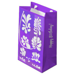 Sacola Para Presentes Pequena Abstrato personalizado Formas Design em roxo |