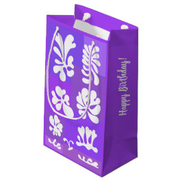 Sacola Para Presentes Pequena Abstrato personalizado Formas Design em roxo |